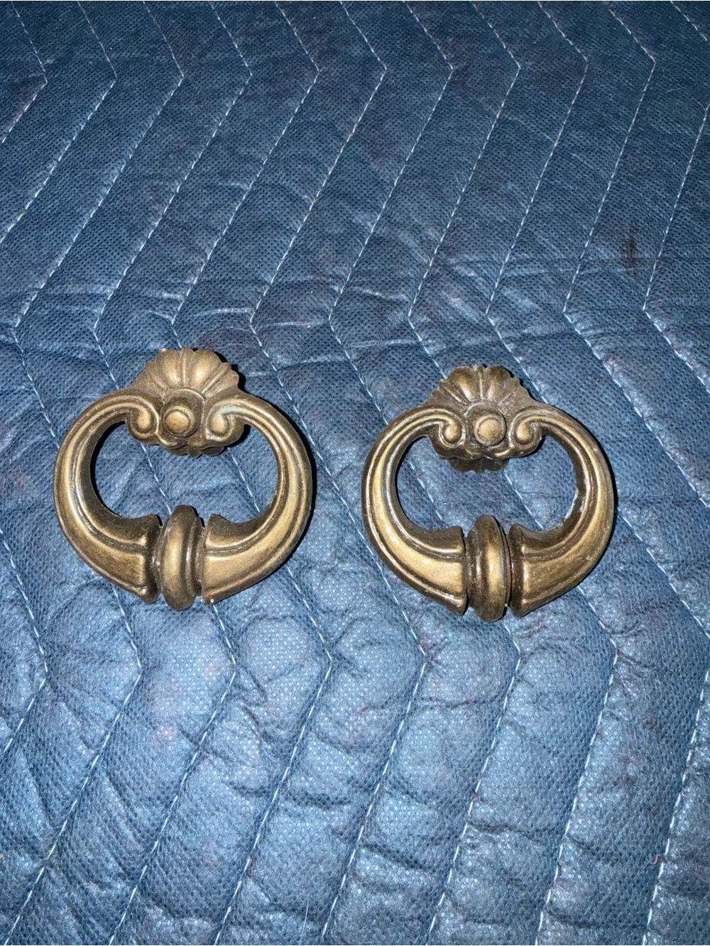 Antique-Style Brass Drawer Pulls - Pair in Gold
